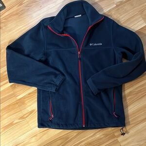 Columbia Navy Fleece Jacket with Red Accents